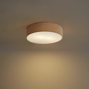 Moderne plafondlamp taupe met velours kap 38cm 2-lichts - Luz