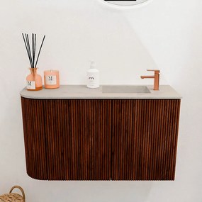 Mondiaz Joya DLux 70cm toiletmeubel ronding links ruby met wastafel faye rechts 1 kraangat opalo