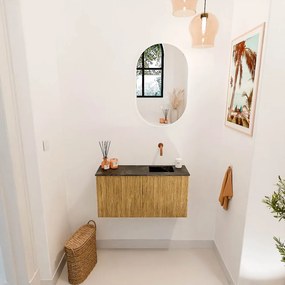 Mondiaz Joya DLux 80cm toiletmeubel oak met wastafel faye rechts zonder kraangat lava