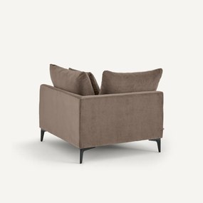 Hoekbank in stone-kleurig fluweel, MODERNISTE, ontwerp van Emmanuel Gallina