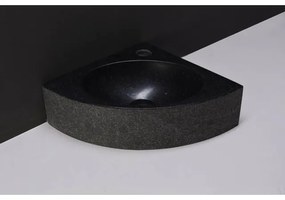 Forzalaqua Turino hoekftontein 30x30x10cm 1 kraangat zonder kraan natuursteen Graniet gezoet & gebrand 8010401