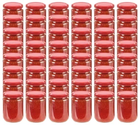 vidaXL Jampotten met rode deksels 48 st 230 ml glas