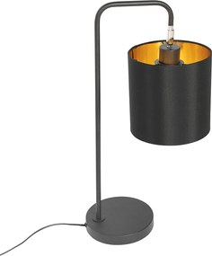 Moderne tafellamp zwart met gouden binnenkant - Lofty