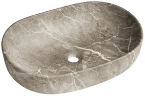 Sapho Rondane keramische waskom 60x42cm bruin marmer