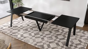 AVERY zwart mat - LOFT/INDUSTRIËLE TAFEL VOOR WOONKAMER / EETKAMER UITKLAPBAAR TOT 290 cm!