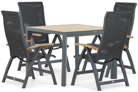 Tuinset 4 personen 100 cm Aluminium/textileen Grijs Presto Tarenta/Borello