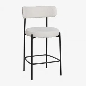 Hoge Kruk 65 Cm Met Gestoffeerde Rugleuning Anisa Zwart & Bouclé Wit - Sklum