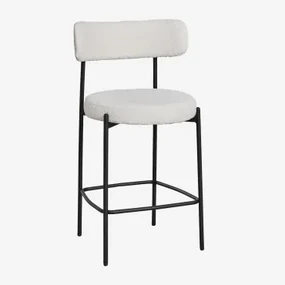 Hoge Kruk 65 Cm Met Gestoffeerde Rugleuning Anisa Zwart & Bouclé Wit - Sklum