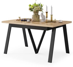 AVERY eik Wotan / onderkant zwart - LOFT/INDUSTRIËLE TAFEL VOOR WOONKAMER/ EETKAMER UITKLAPBAAR TOT 330 cm!