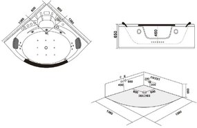 Plazan Orino whirlpool met heater 135x135cm