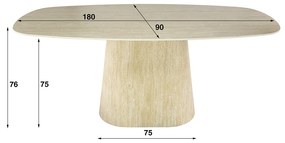Eettafel Met Ovale Blad - 180 X 90cm.