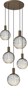 Ascha 5-lichts Hanglamp Zwart Goud