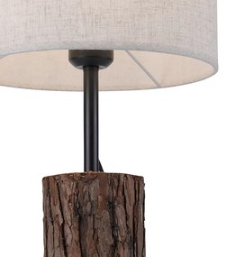 Landelijke tafellamp hout met witte kap - Oriana Landelijk E27 rond Binnenverlichting Lamp