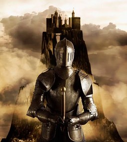 Ilustratie Person in armor guarding castle, Colin Anderson Productions pty ltd