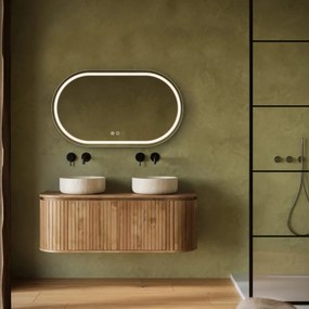 Saniclear Triova ovale spiegel 120x70cm met verwarming, directe en indirecte verlichting