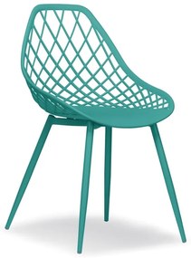 LUGO stoel turquoise - modern, opengewerkt, voor keuken / tuin / café