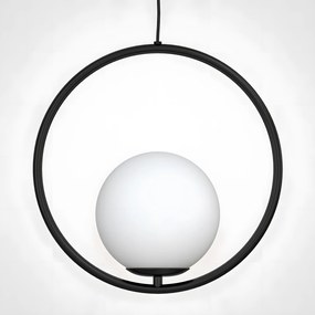 Plafondlamp Hangende Glazen Bol Wit Goud G110-1W BLACK WHITE