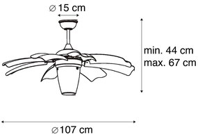 Plafondventilator met lamp zwart met afstandsbediening - Wings 42 Modern E27 rond Binnenverlichting Lamp