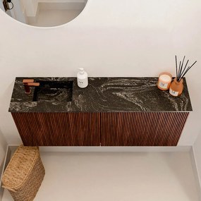 Mondiaz Joya DLux 100cm toiletmeubel ruby met wastafel faye links 1 kraangat lava