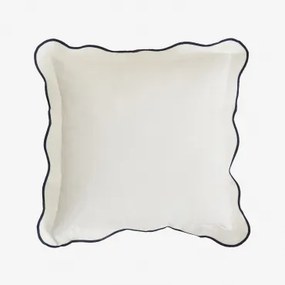Vierkant Kussen 45x45 Cm Van Katoen Kovey Marine Blauw - Wit - Sklum