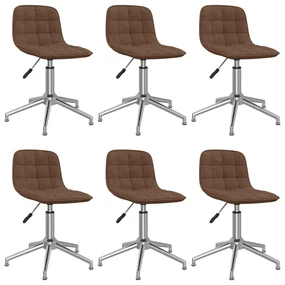 vidaXL Eetkamerstoelen draaibaar 6 st stof bruin