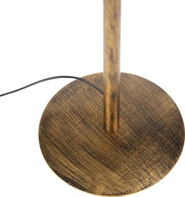 Moderne vloerlamp goud met kap zwart met goud - Simplo