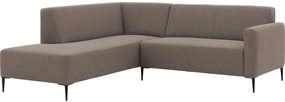 Goossens Bank Key West bruin, stof, 2-zits, modern design met ligelement links