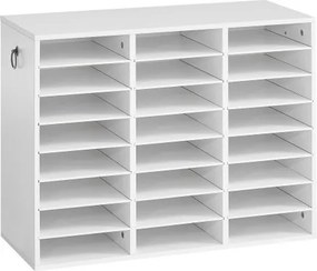 VEVOR Houten documentenbak/bureau-organizer met 24 vakken, wit, opbergbak voor standaard A4-documenten, dossiers en papier, met verstelbare planken voor kantoor, thuis en in de klas, MDF