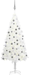 vidaXL Kunstkerstboom met LED's en kerstballen 150 cm wit
