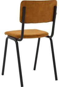 Goossens Eetkamerstoel Chaplin geel velvet stof leuning, urban industrieel