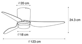 Plafondventilator met lamp wit incl. LED met afstandsbediening - Patty Modern rond Binnenverlichting Lamp