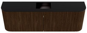 Mondiaz Joya 125cm toiletmeubel ronding links/rechts walnut met wastafel faye midden 1 kraangat urban