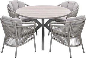 Garden Impressions Sorong tuinset 5-delig - Tulli tuintafel Ø122x75 cm - light teak vironwood