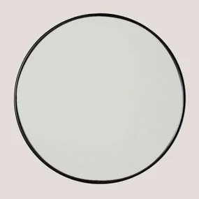 Ronde Wandspiegel Ø50 Cm In Ijzer Alnie Zwart - Sklum
