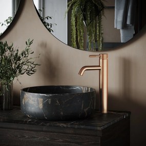 Saniclear Plus Curved hoge wastafelkraan geborsteld koper