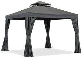 Antraciet tuinpaviljoen met gordijnen Valencia 3x3m Garden Point