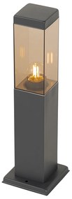 Moderne buitenlamp paal donkergrijs met smoke 45 cm - Malios