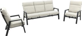 Lagos verstelbare 5-zits stoel-bank loungeset - Antraciet