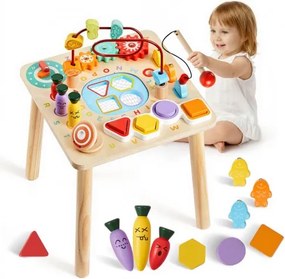VEVOR Houten Activiteitentafel, Montessori Speelgoed, 8-in-1 Leertafel, Speeltafel en Activiteitentafel voor Kinderen vanaf 6 maanden, Ideaal Cadeau voor Verjaardagen, Kerstmis of Kinderdag, 6-36 maanden