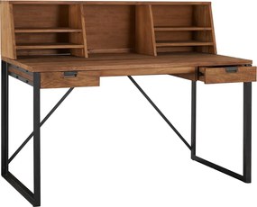 D-Bodhi Fendy Industrieel Bureau Van Teakhout 120 Cm Met  Opzetstuk - 120 X 70cm.