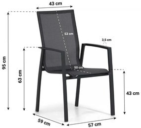 Tuinset 4 personen 180 cm Aluminium/textileen Grijs Lifestyle Garden Furniture Ultimate/Forest