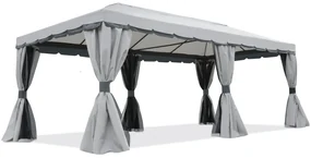 Grijs tuinpaviljoen met gordijnen Valencia 4x6m Garden Point