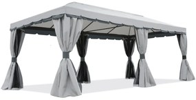 Grijs tuinpaviljoen met gordijnen Valencia 4x6m Garden Point
