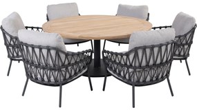 Saba Calpi low dining tuinset 7 delig 160 cm rond 4 Seasons Outdoor