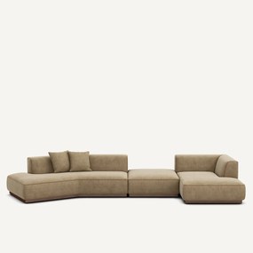 XL hoekbank rechts met voetensteun in stonewashed fluweel, JACOPO