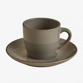 Verpakking Van 2 Ronilena Aardewerk Koffiekopjes Met Schoteltjes, 22 Cl Cederbruin - Bruin - Sklum