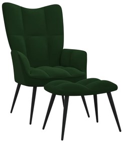 vidaXL Relaxstoel met voetenbank fluweel donkergroen