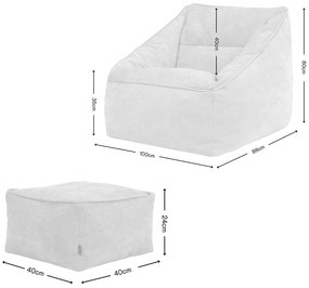 Natalia Chenille Armchair Bean Bag + Footstool