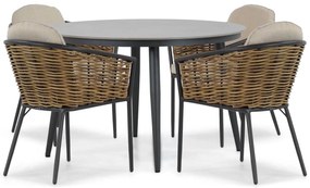 Tuinset Ronde Tuintafel 4 personen 120 cm Aluminium/wicker Grijs Lifestyle Garden Furniture Nice/Vienna