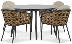 Tuinset Ronde Tuintafel 4 personen 120 cm Aluminium/wicker Grijs Lifestyle Garden Furniture Nice/Vienna